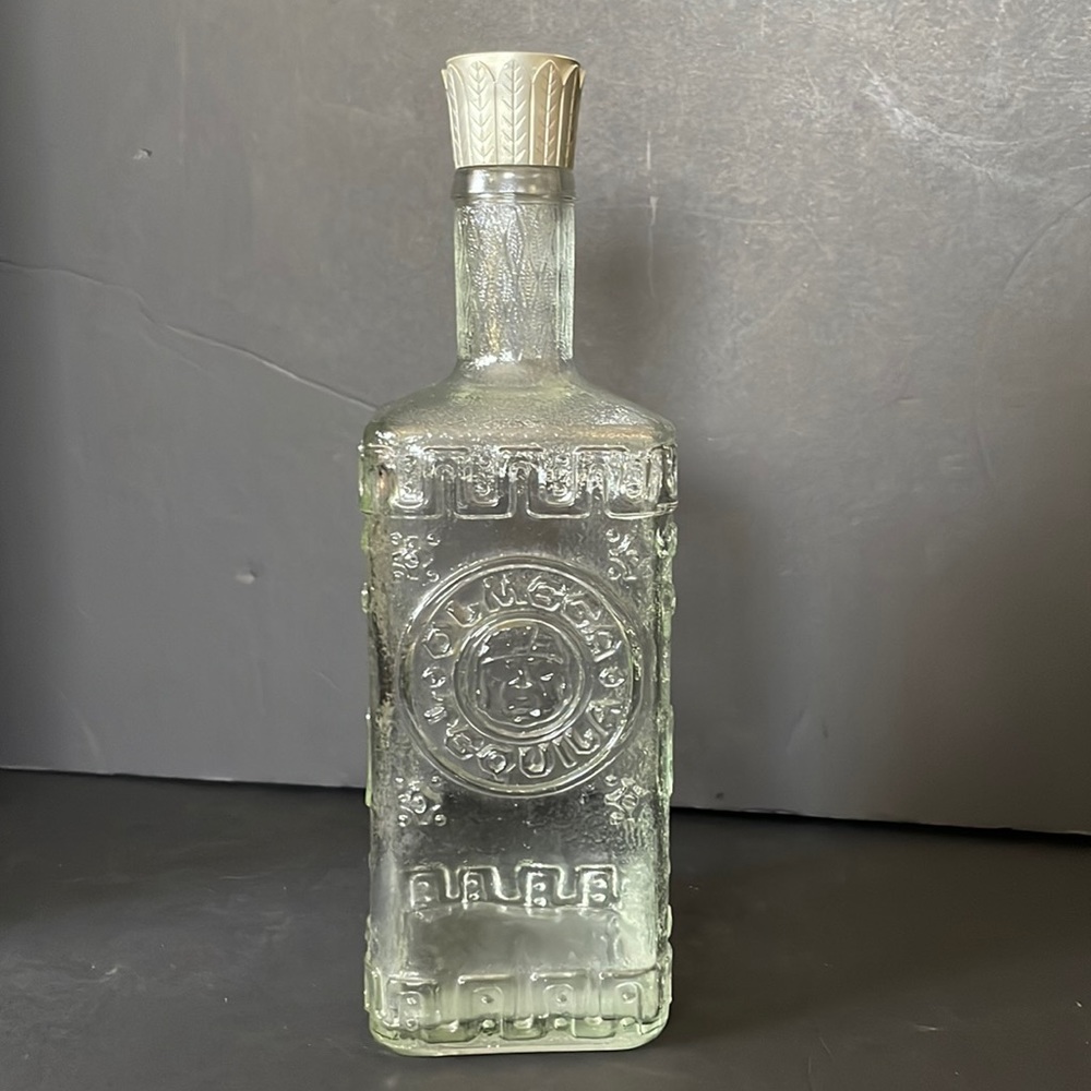 Olmega Tequila Square Glass Bottle Lid Collectibles Barware Empty